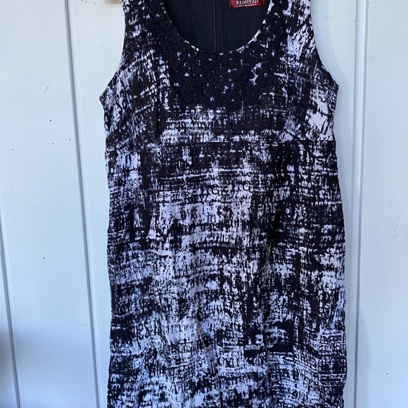 Redhead Dress, Large, knee length, sleeveless, lined Black & White 100% cotton - Picture 1 of 6
